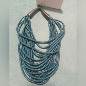 Vintage Multi Strand Blue Beaded Necklace